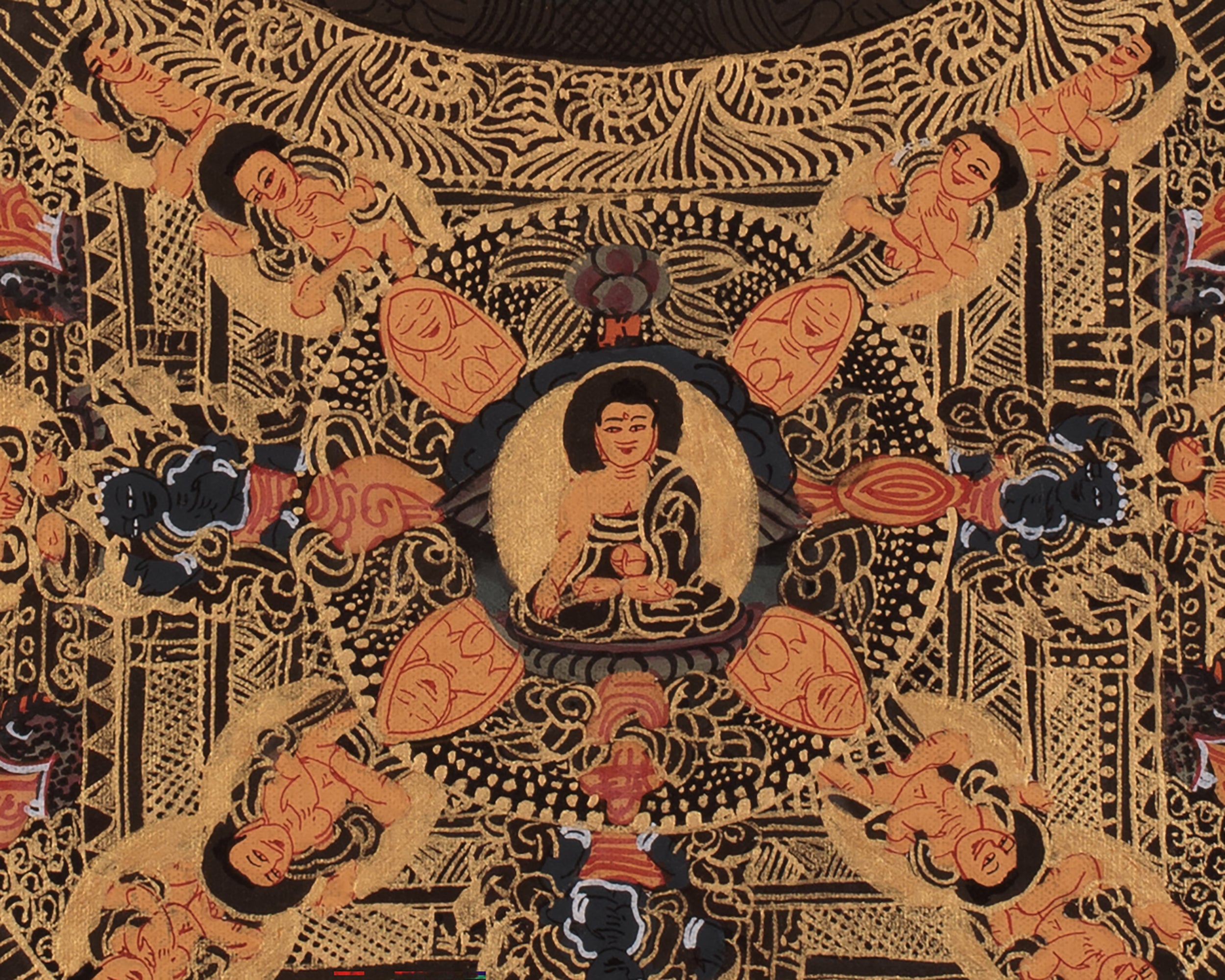 Triple Mandala of Buddha Thangka | Sacred Hand-Painted Buddhist Thangka Artwork