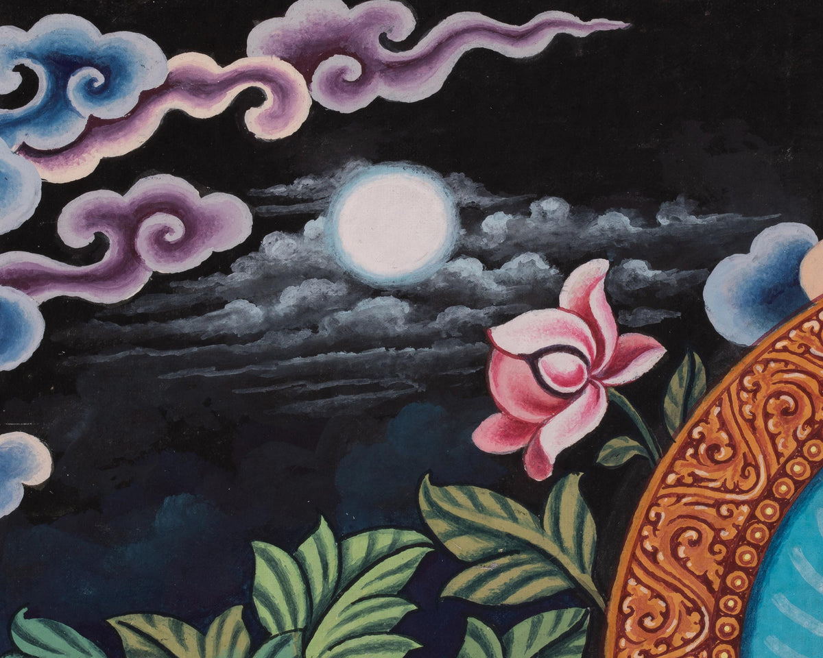 Standing Chenrezig Thangka | Hand-Painted Avalokiteshvara Artwork