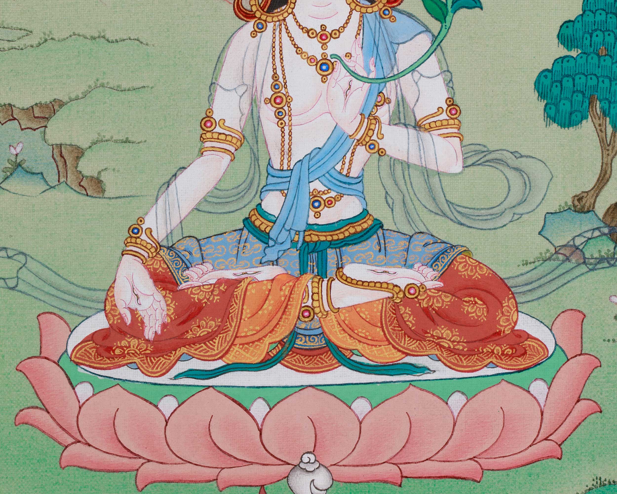 White Tara Healing Thangka | Seven-Eyed Tara | Sita Tara | Vajrayana Deity
