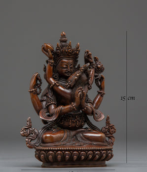 Red Chenrezig with consort Oxidized Statue