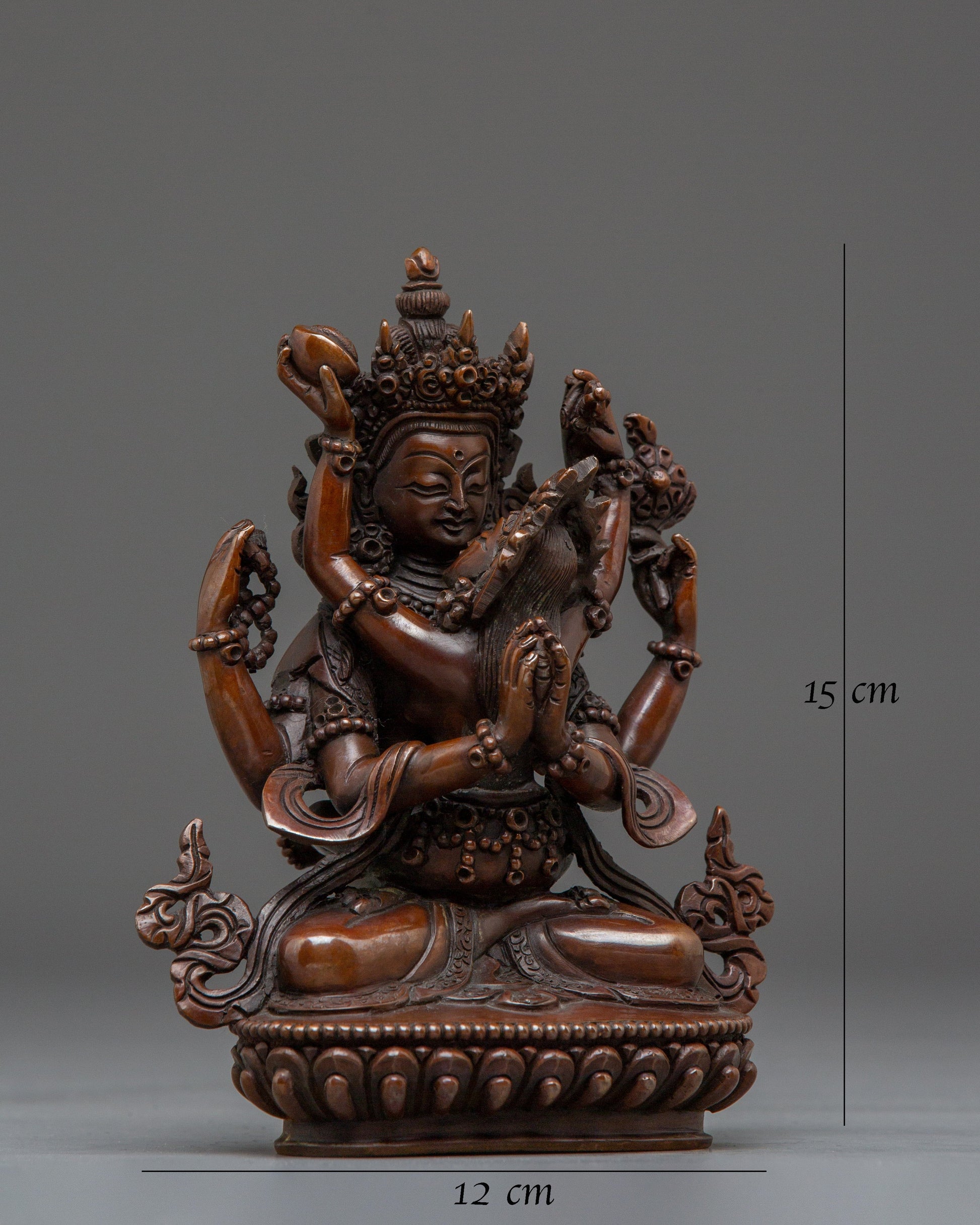 Red Chenrezig with consort Oxidized Statue