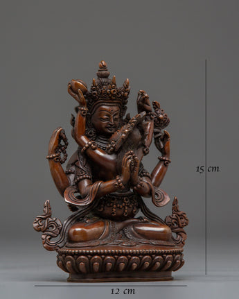 Red Chenrezig with consort Oxidized Statue