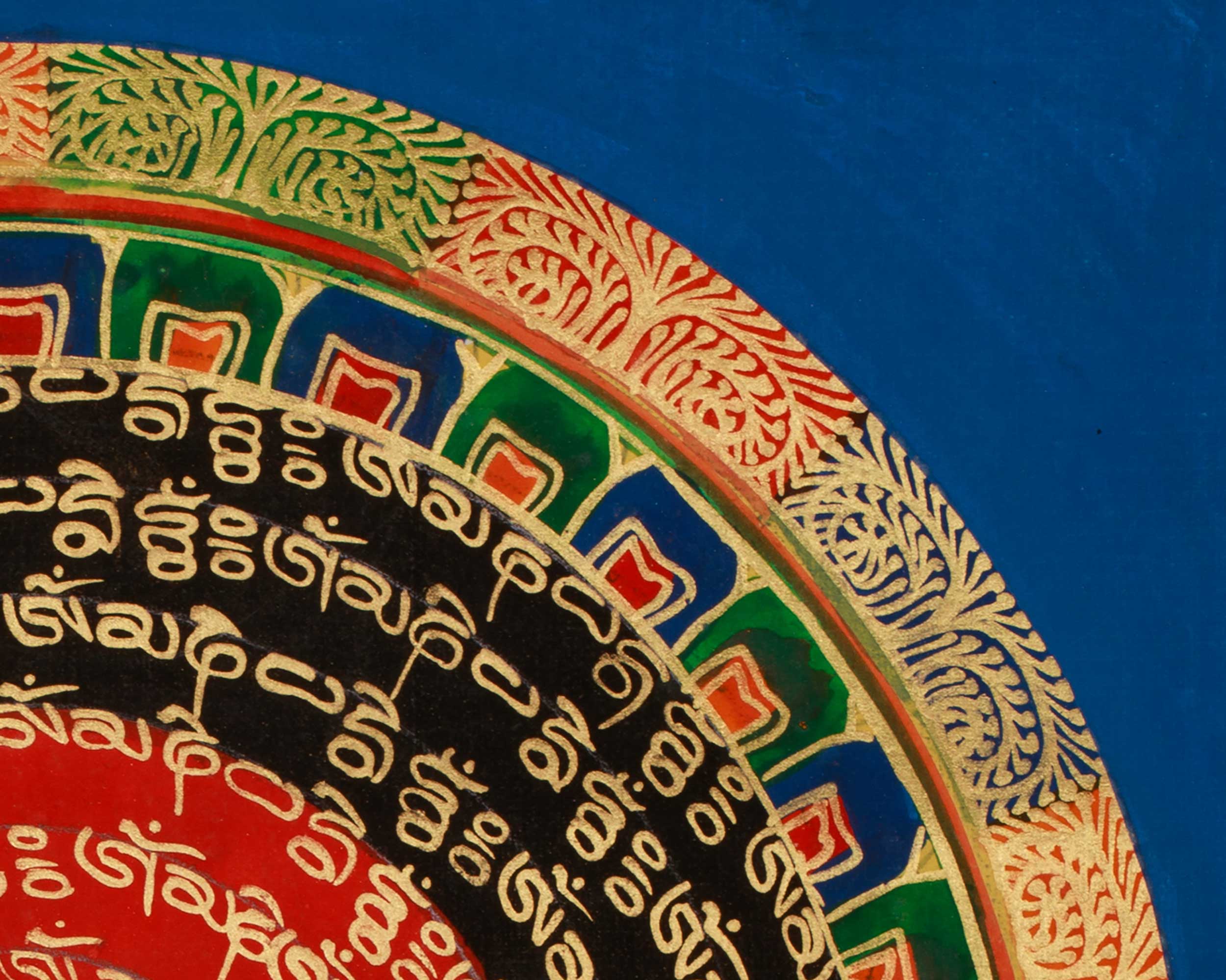 Spiritual Thangka of Mantra Mandala | Hand-Painted Himalayan Buddhist Artwork