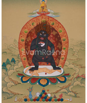 Standing Black Dzambhala Wealth Protector Thangka