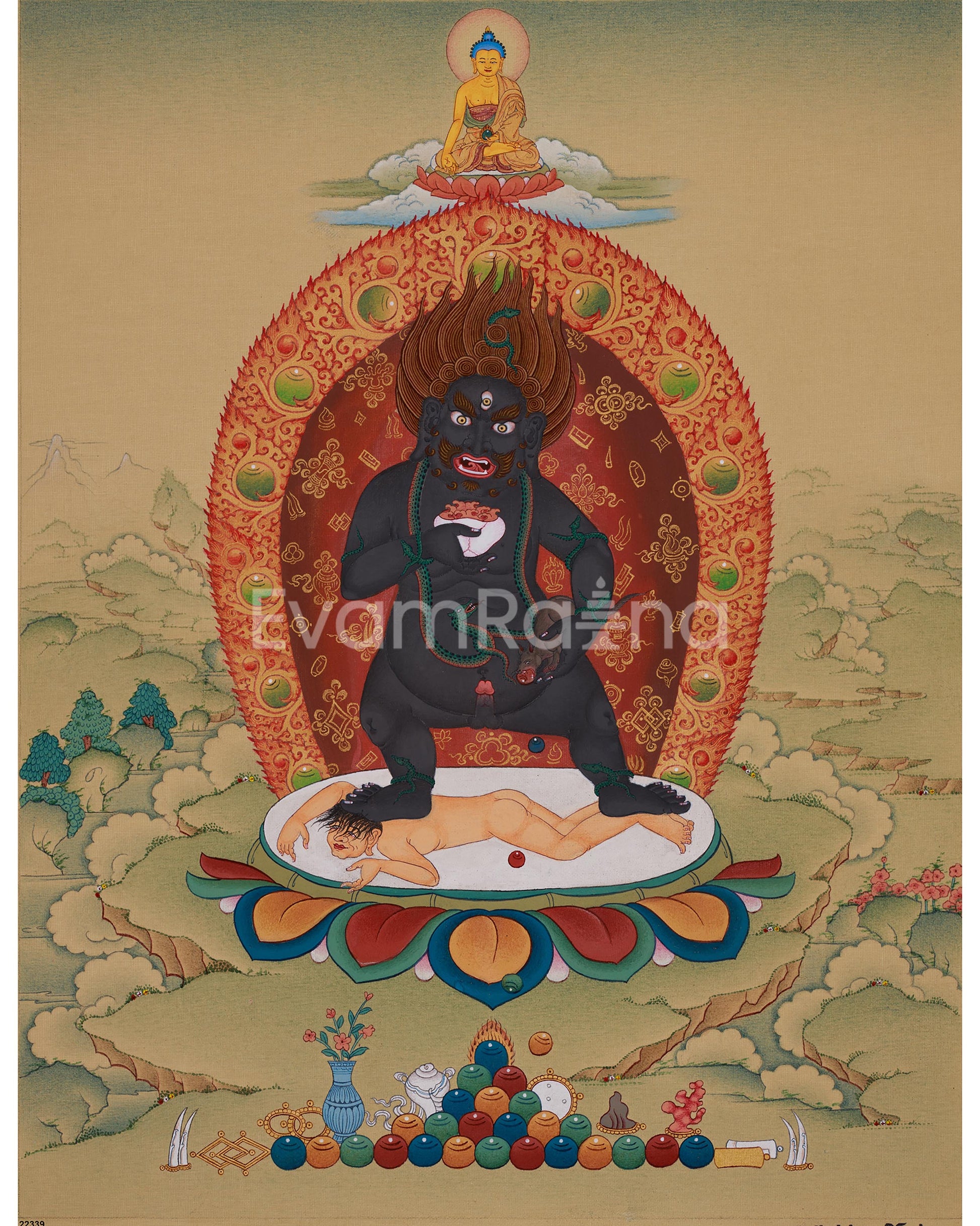 Standing Black Dzambhala Wealth Protector Thangka