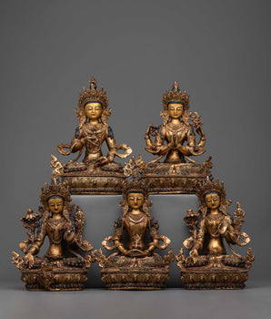 Tibetan Bodhisattva Copper Statue Set 