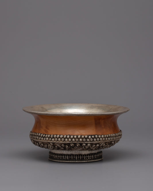 Tibetan Phuru Water Offering Bowl | Handcrafted Vessel Infusing Buddhist Wisdom and Serenity