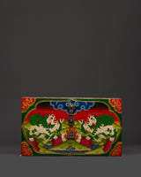 Tibetan Wooden Box with Snow Lions