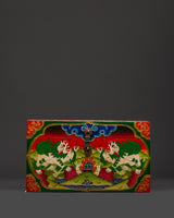 Tibetan Wooden Box with Snow Lions