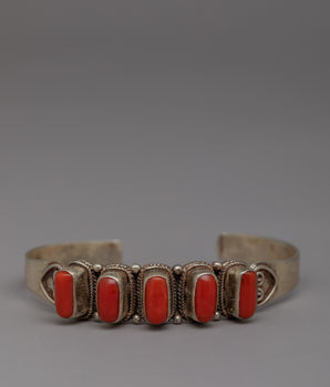 Handcrafted Silver Coral Bracelet