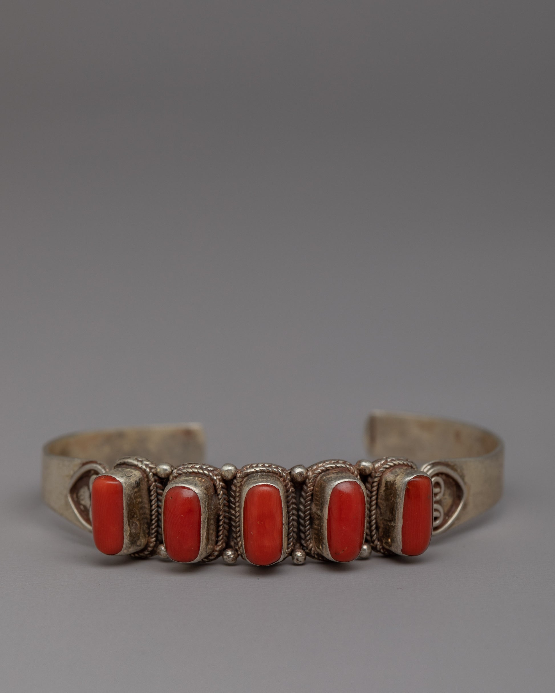 Handcrafted Silver Coral Bracelet