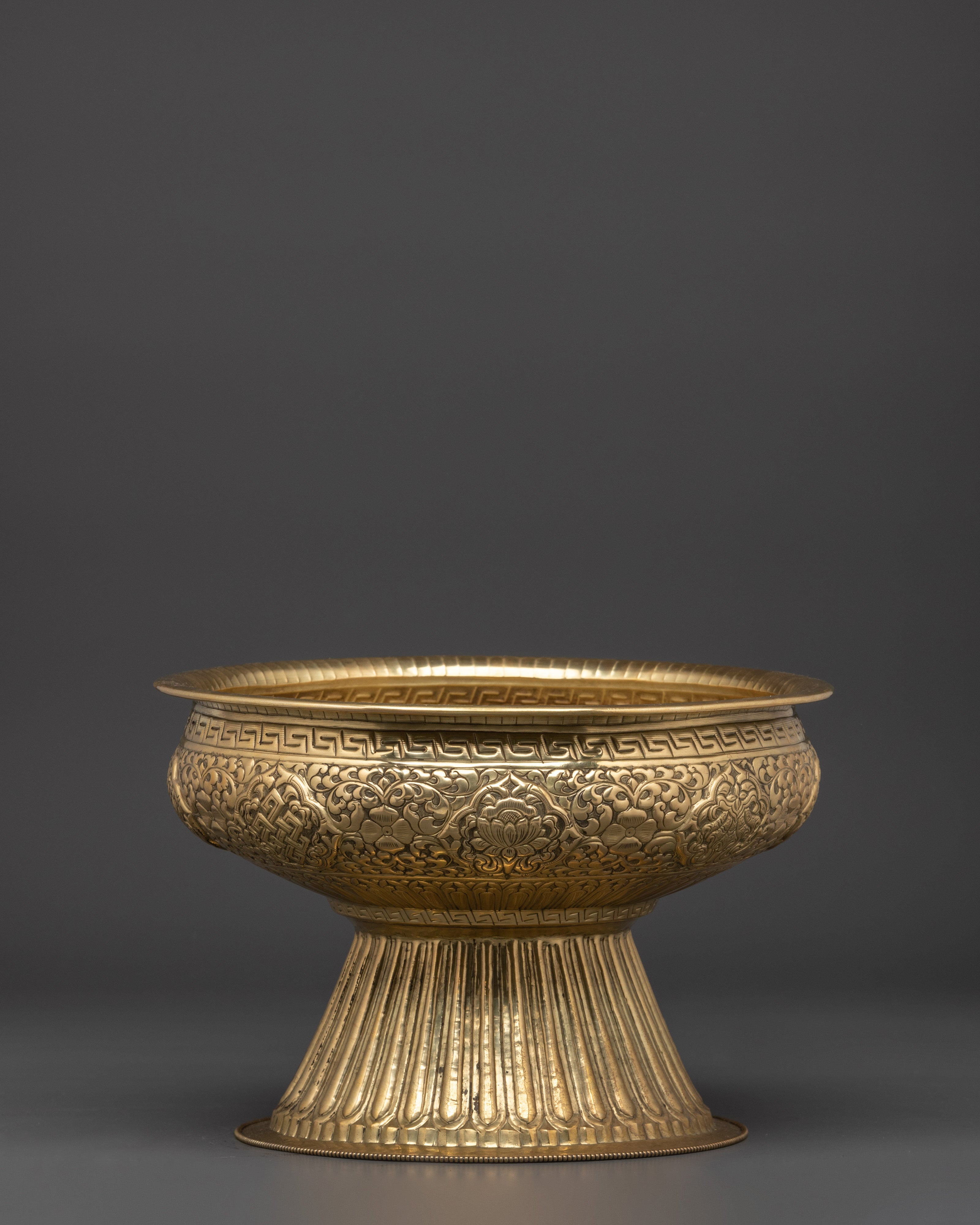 Brass Food Offering Bowl | Ritual Offering Vessel with Floral Motifs ...