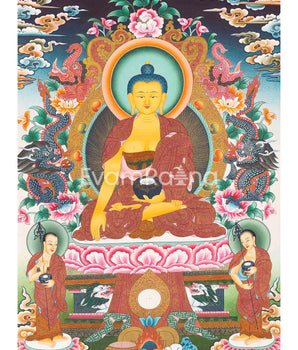 Shakyamuni Buddha Thangka Painting| Original Hand-Painted Tibetan Thangka Art|