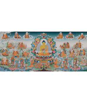 Buddha Shakyamuni with 16 Arha
