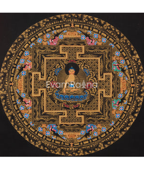 Full 24K Gold Style Shakyamuni Buddha Mandala Thangka