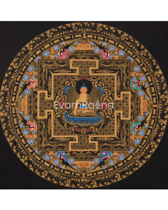 Full 24K Gold Style Shakyamuni Buddha Mandala Thangka 