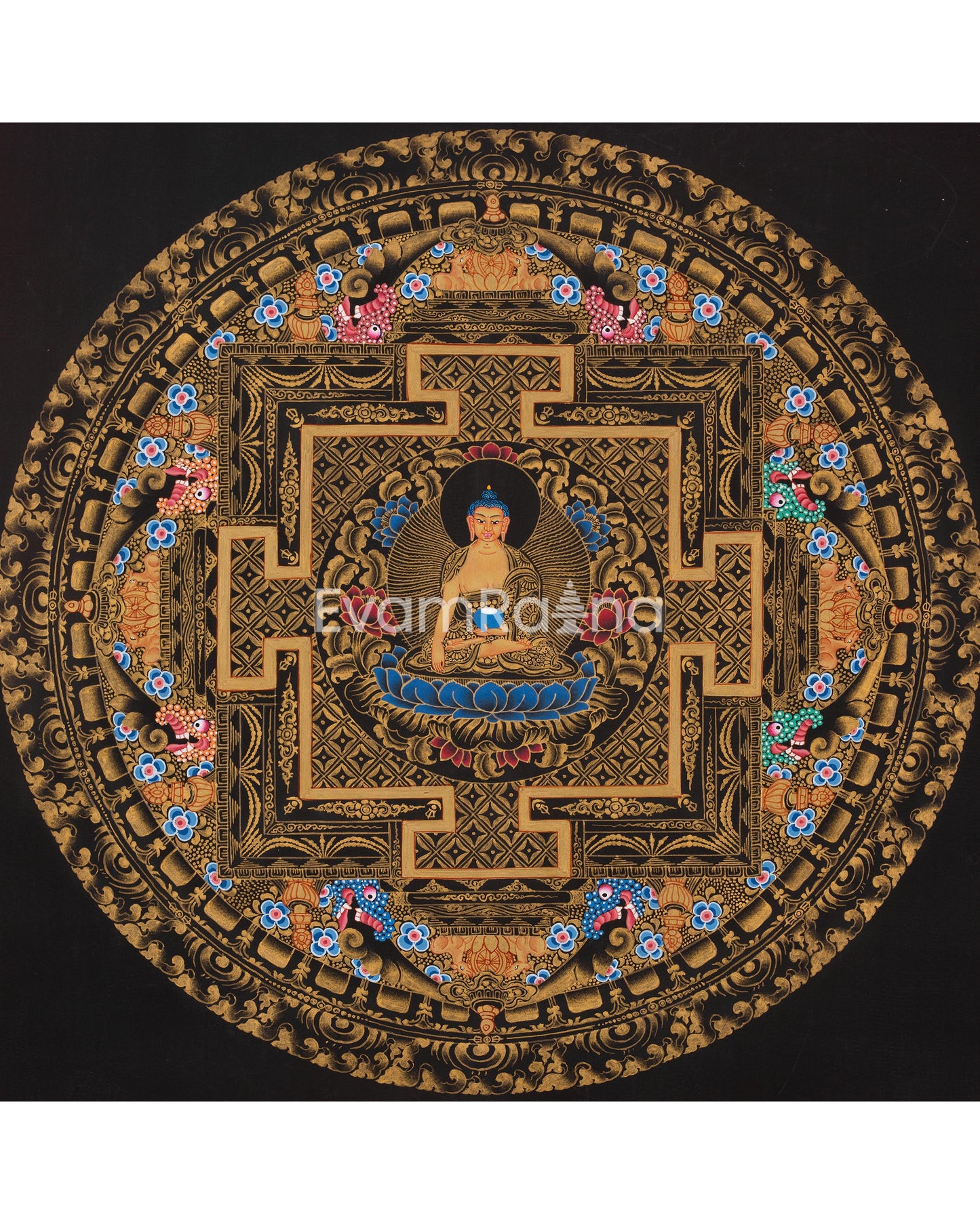 Full 24K Gold Style Shakyamuni Buddha Mandala Thangka 