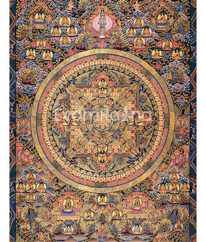 Vintage Authentic Buddha Mandala | Tibetan Wall Decoration Painting | Thangka Painting for Home Decor |