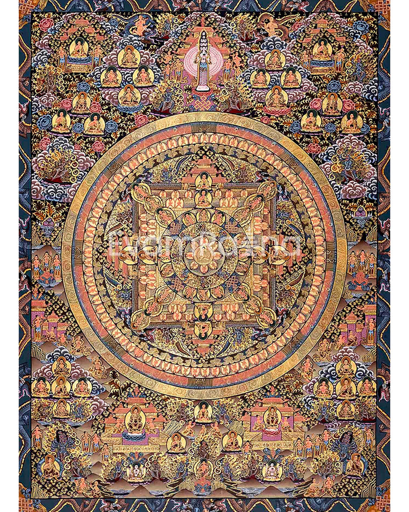 Vintage Authentic Buddha Mandala | Tibetan Wall Decoration Painting | Thangka Painting for Home Decor |