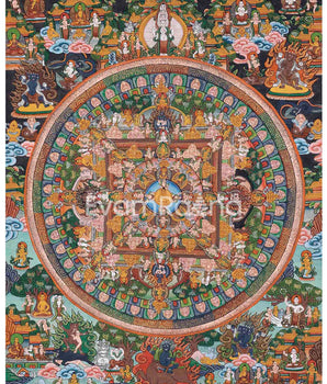 Vintage Buddha Mandala| Yoga Meditation Decor | Thangka Painting | Yoga and Meditation Gifts |