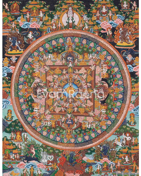 Vintage Buddha Mandala| Yoga Meditation Decor | Thangka Painting | Yoga and Meditation Gifts |