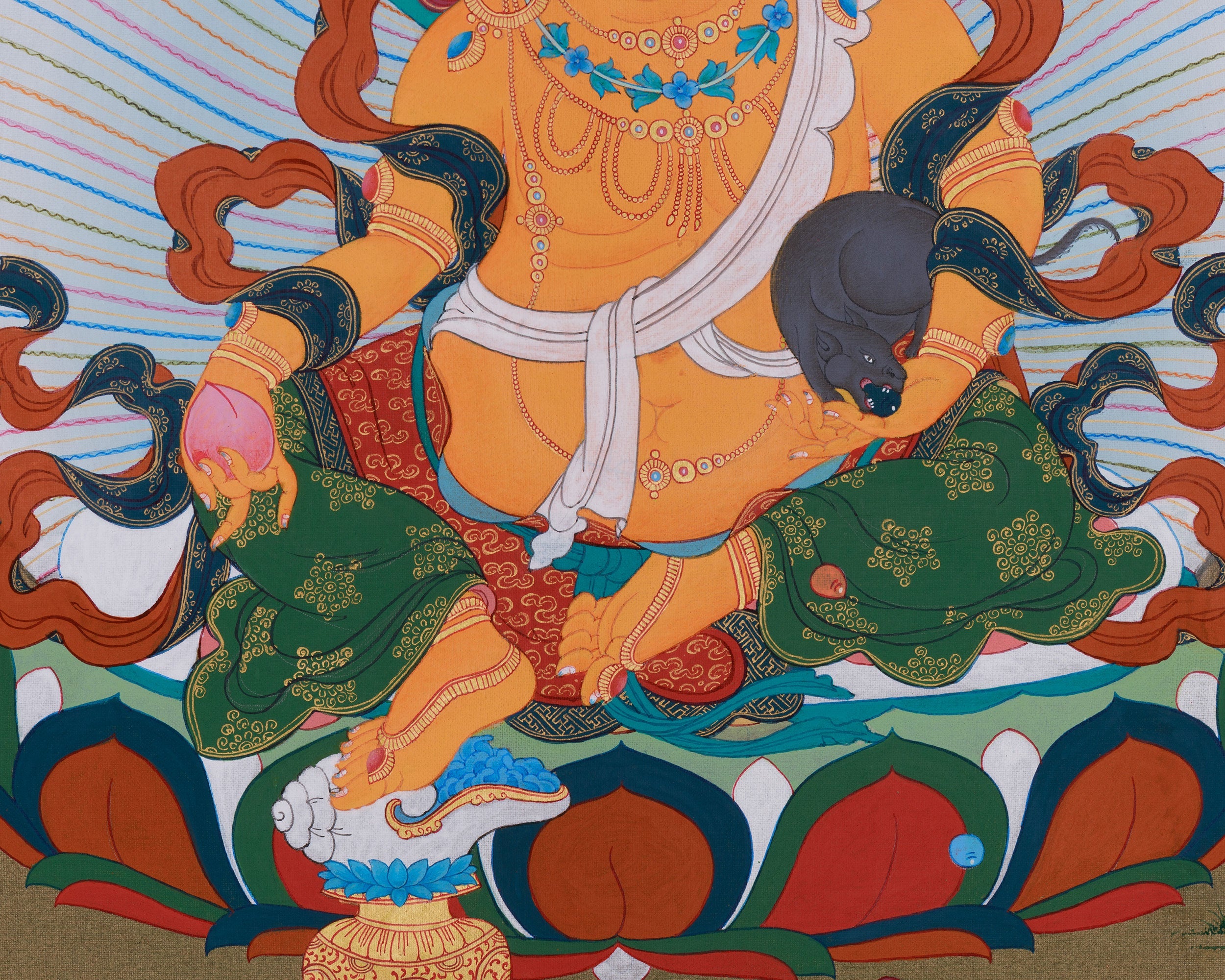 Tibetan Dzambhala Wealth Deity Art | Buddha of Fortune and Spiritual Blessings