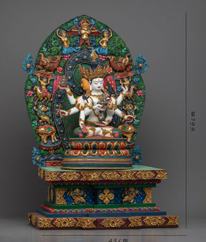 Acrylic Painted Statue For Namgyalma Long Mantra Practice | Tibetan Art Plated with Gold