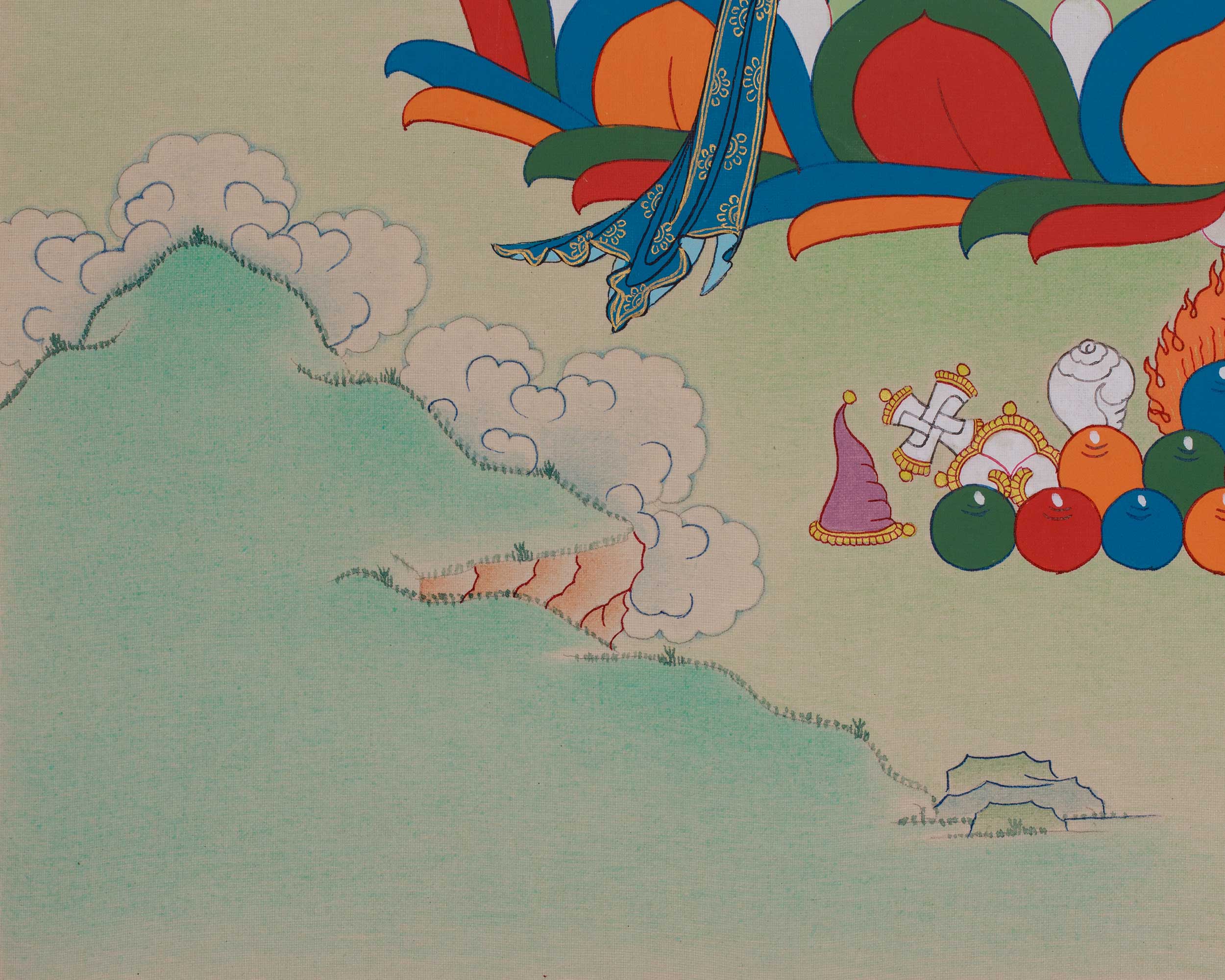 Manjushri Wisdom Deity Art | Sacred Buddhist Thangka | Bodhisattva Wall Decor