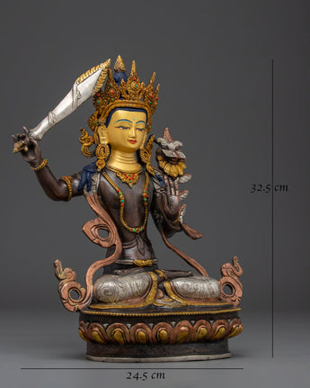 Handmade Manjushri Statue: The Bodhisattva of Wisdom