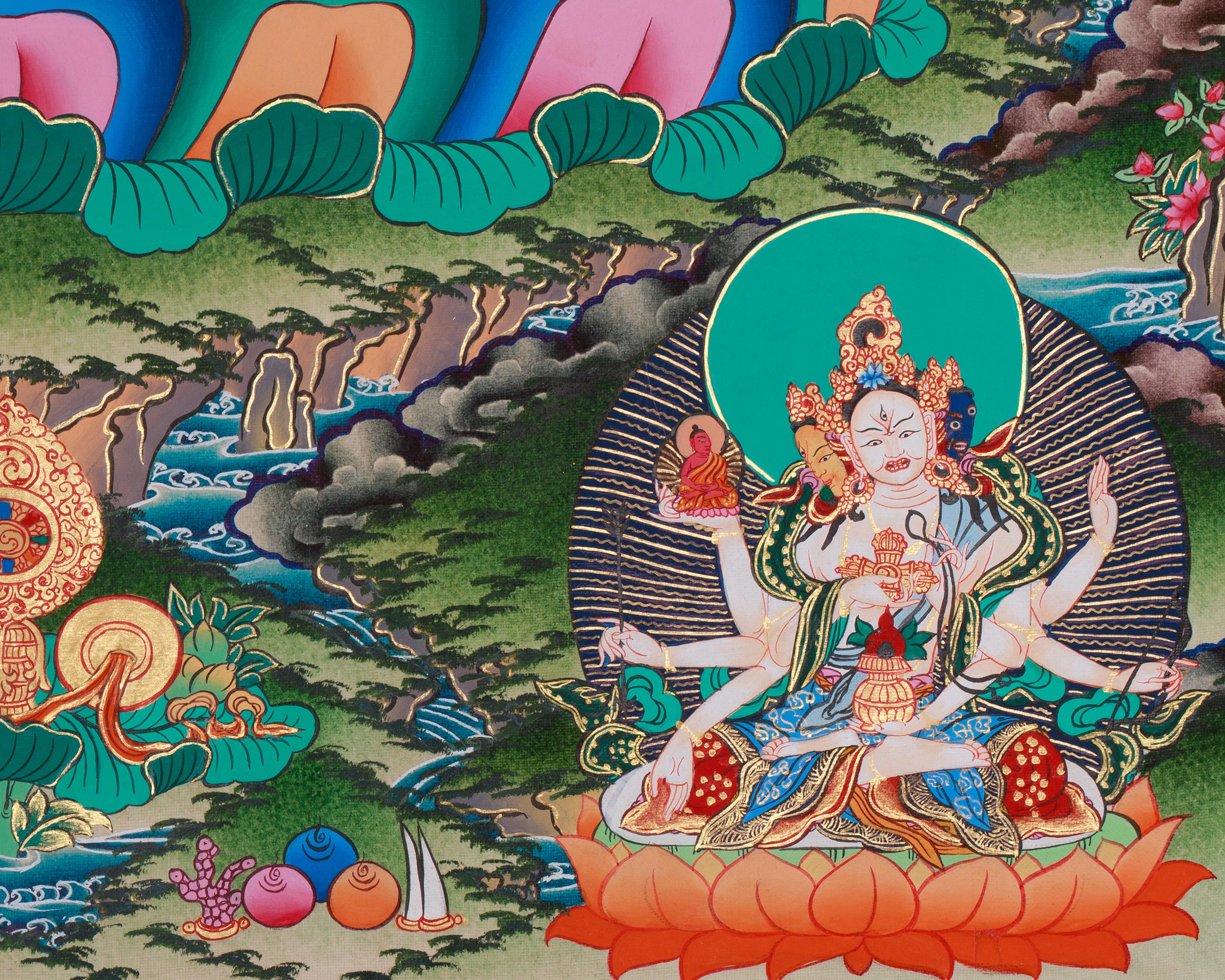 Sita Tara Healing Deity Thangka | A Revered Female Buddha | Seven-Eyed Goddess