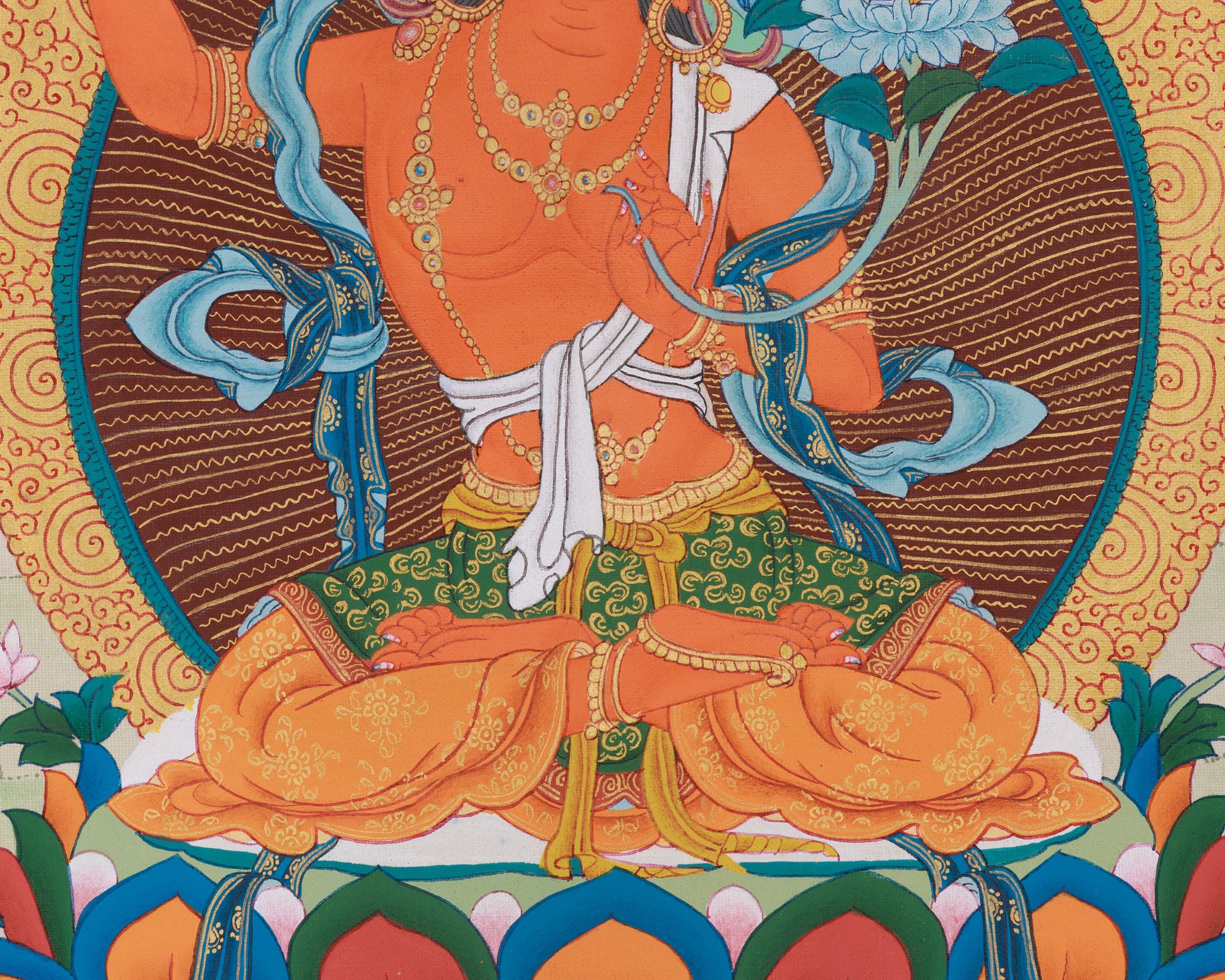 Hand-Painted Sacred Art Of Manjushri | Bodhisattva Artwork | Meditation Altar