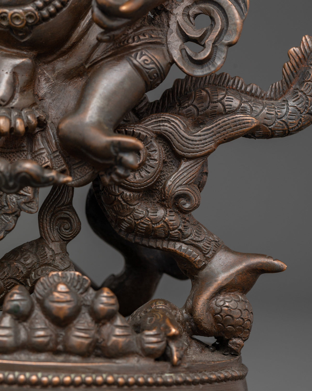 Handcrafted White Dzambhala Statue | Oxidized Copper Wealth Deity Sculpture