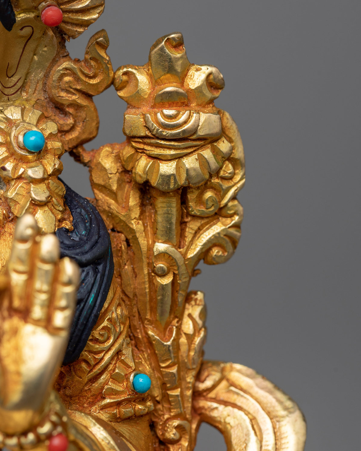 Manjushri Wisdom Bodhisattva Sculpture | Luminous 24K Gold Gilded Icon