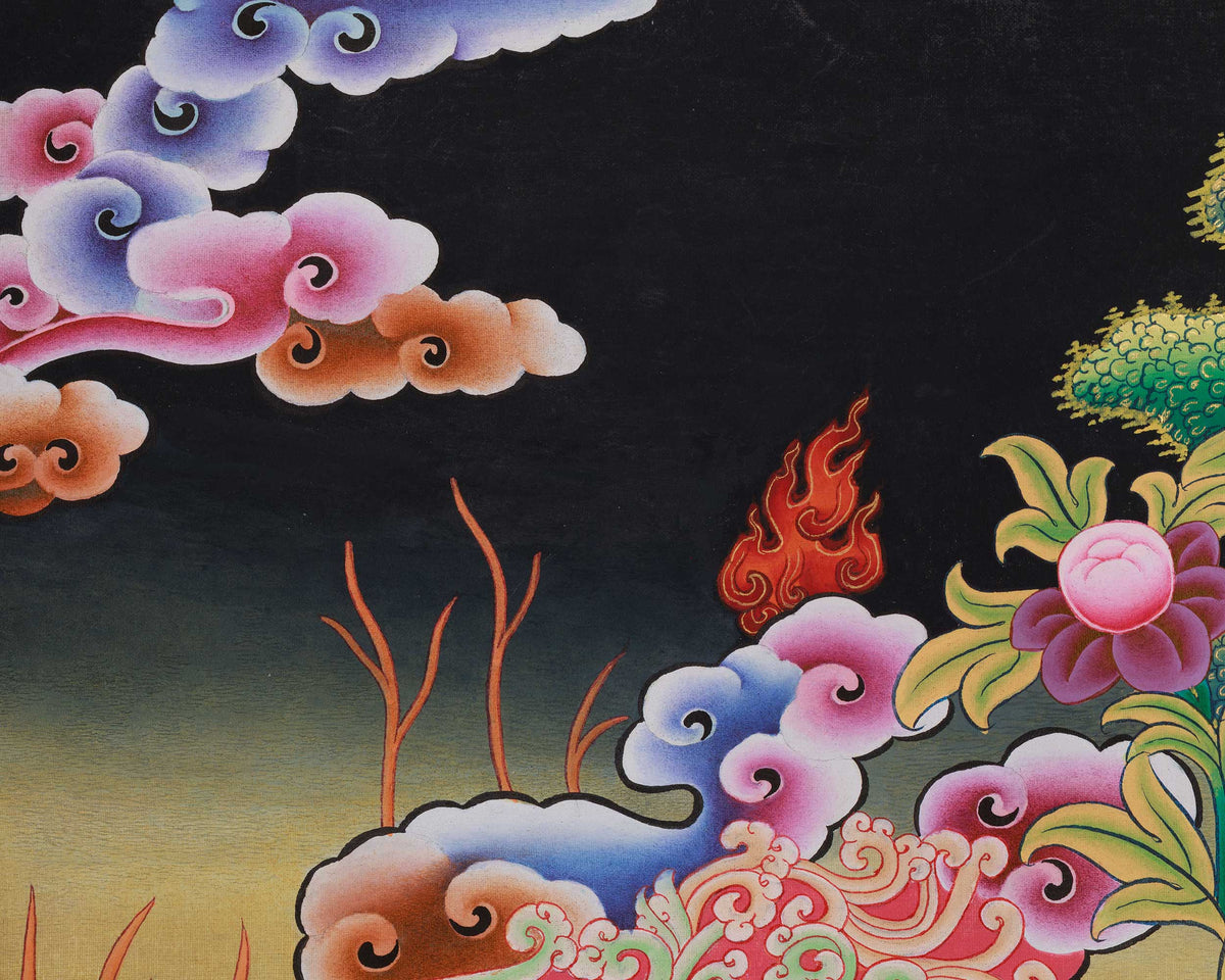 Traditional Two-Armed Chenrezig Thangka | A Sacred Artwork of Compassion and Protection