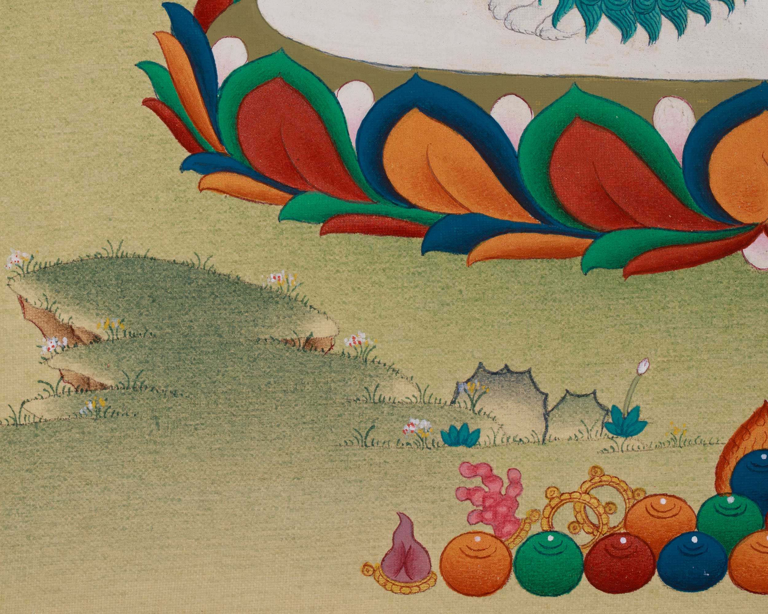 Traditional Thangka of Namtoshe with Ratnasambhava | A Sacred Representation of Abundance