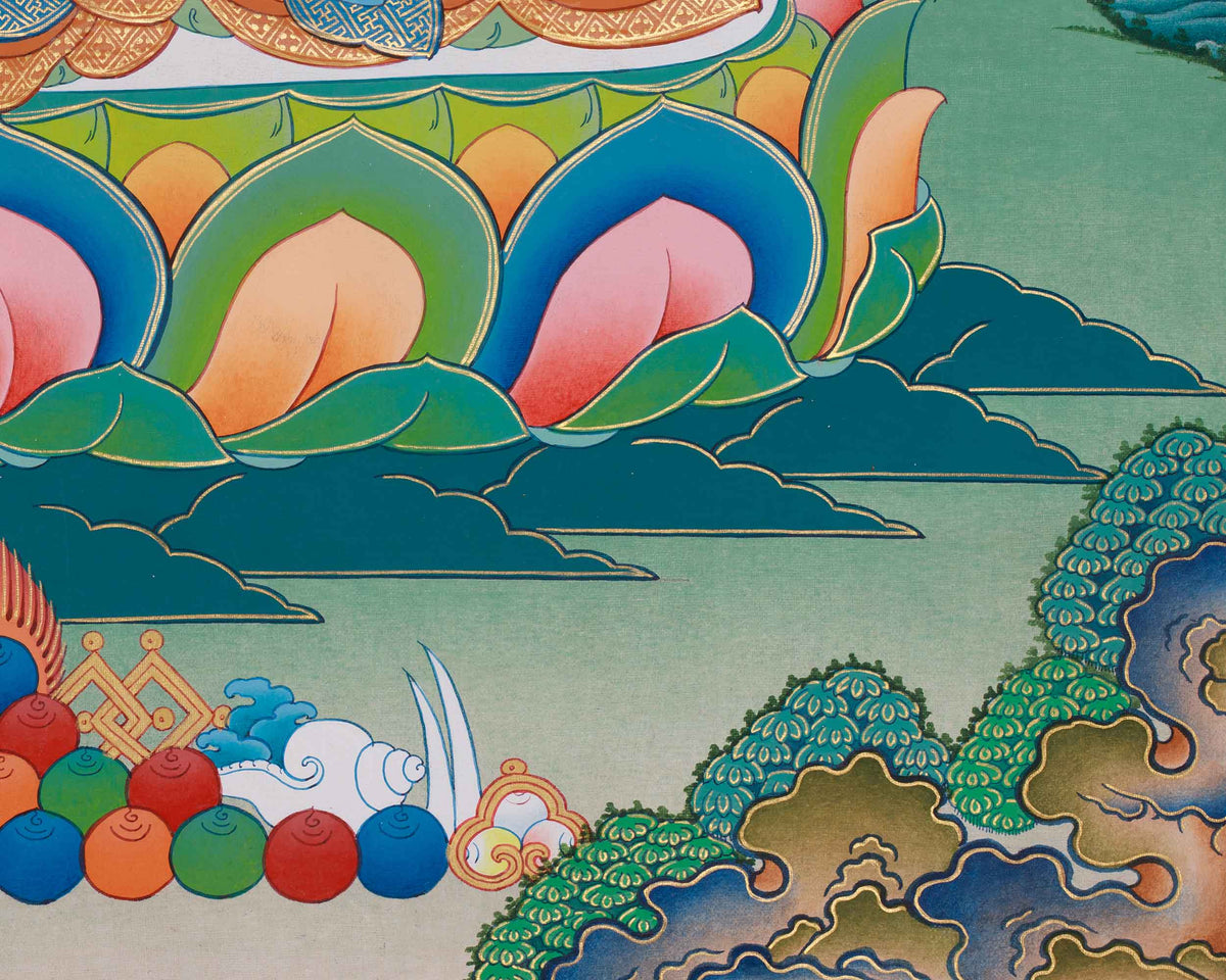 Traditional Red Chenrezig Thangka | Sacred Art of Compassion