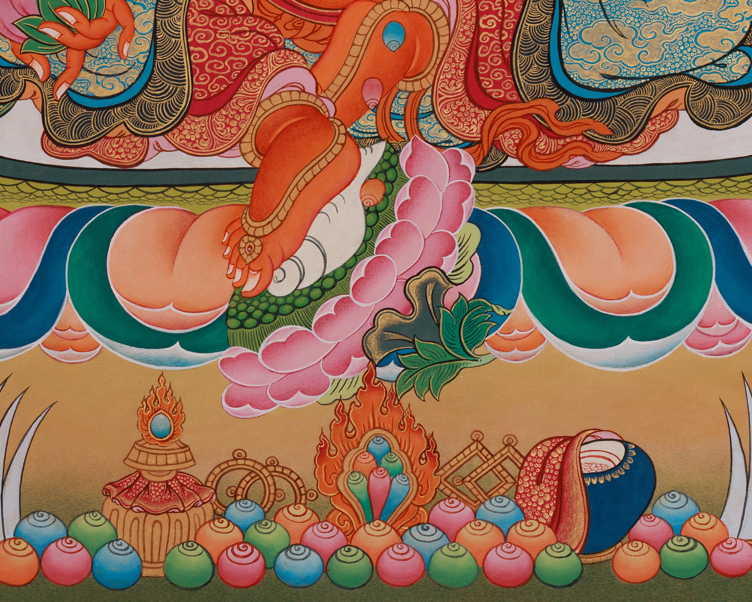 Tibetan Deity Dzambhala Thangka | Embodiment of Prosperity