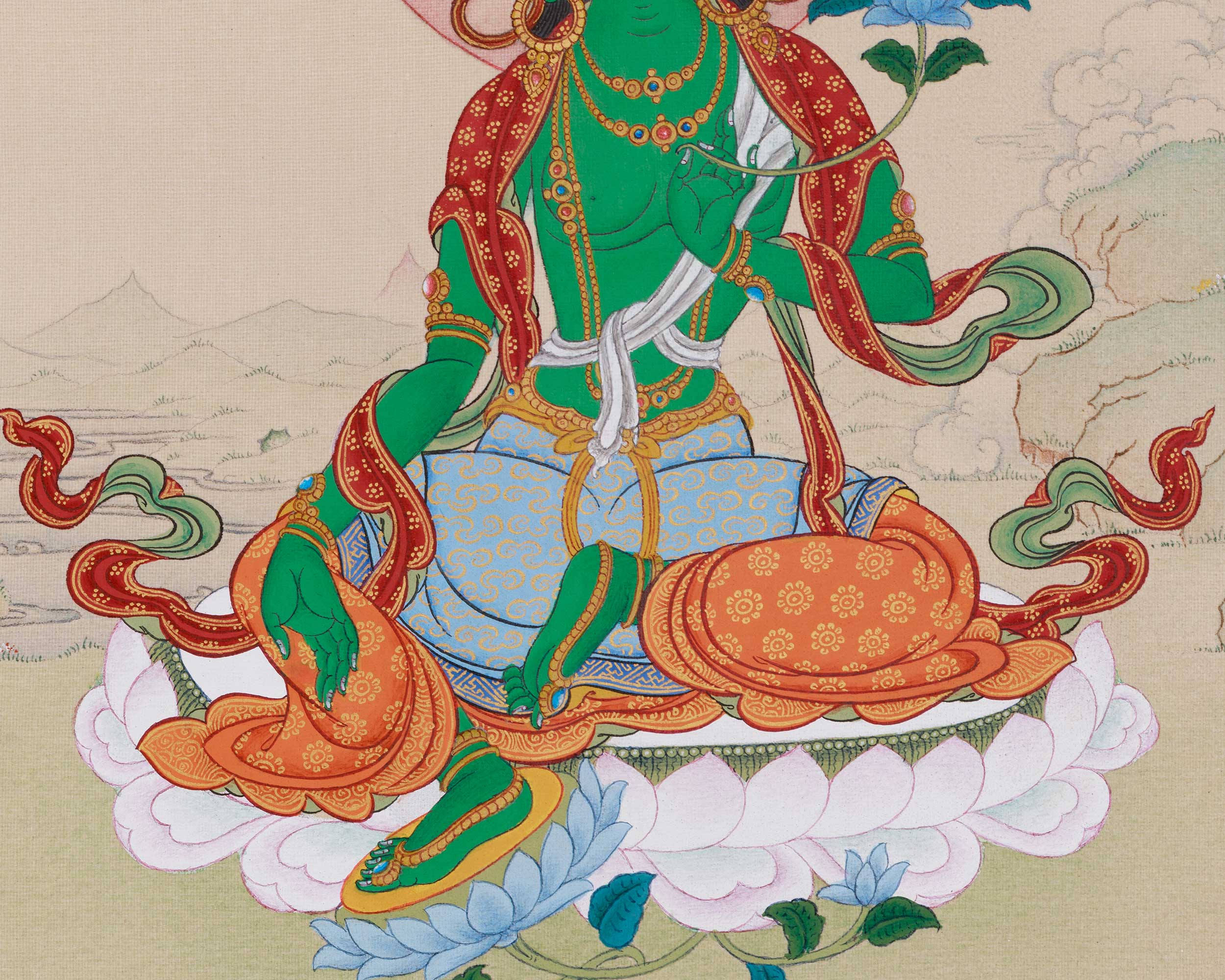 Supreme Mother Green Tara Painting | Goddess of Compassion and Protection