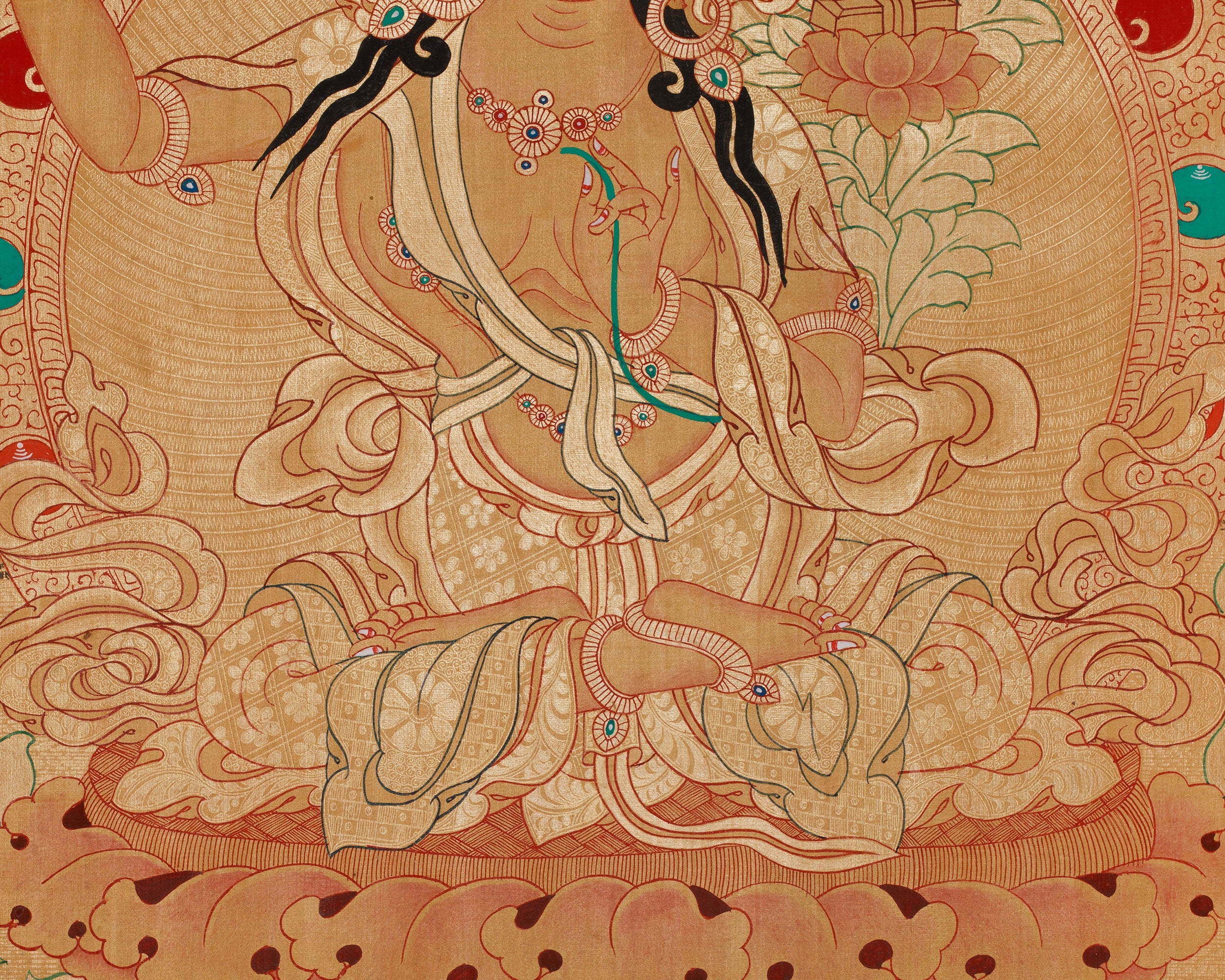 Buddhist Deity Manjushri Thangka | Wisdom Sword Protector