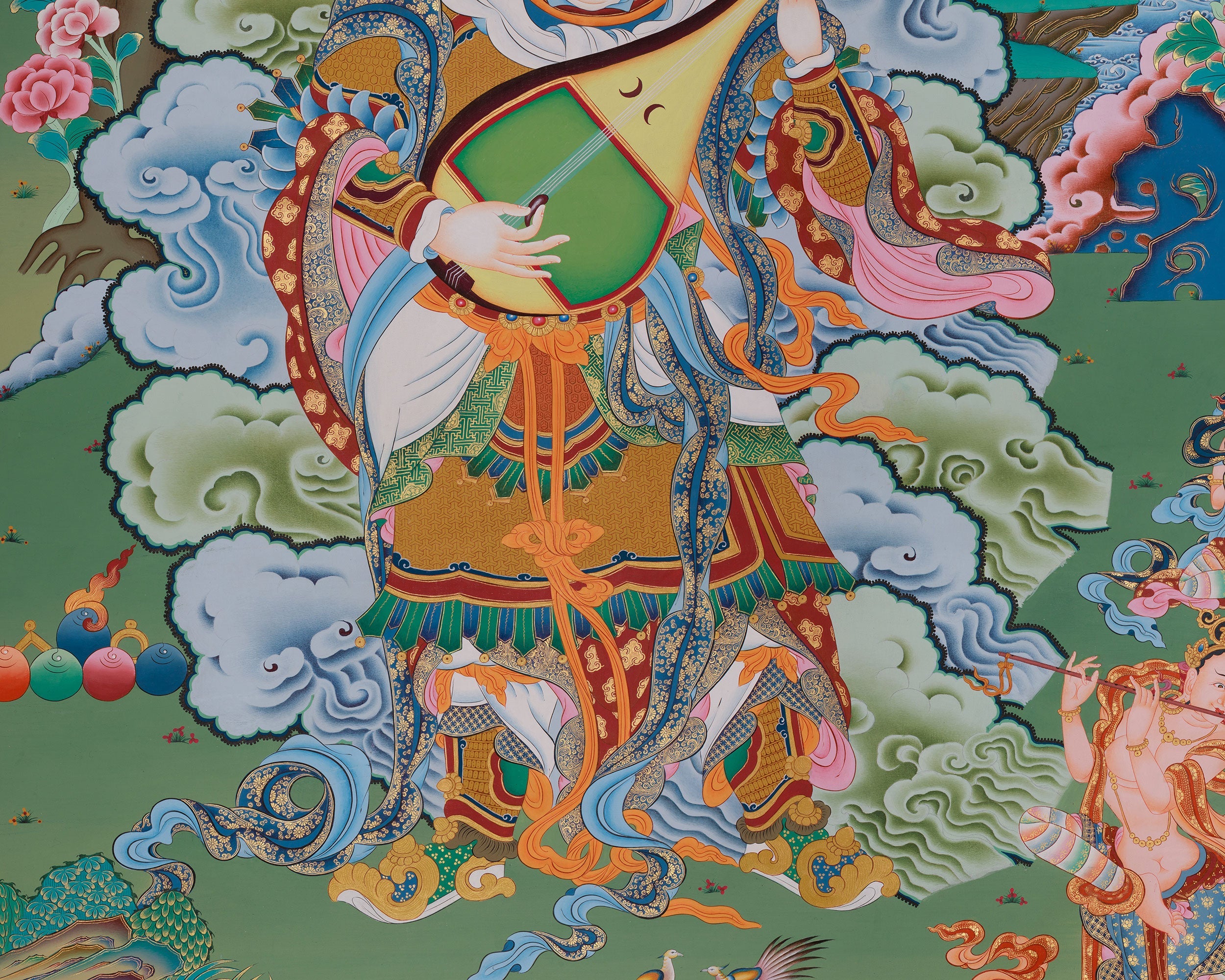 Sacred Thangka of Dhritarashtra | Heavenly King of the East