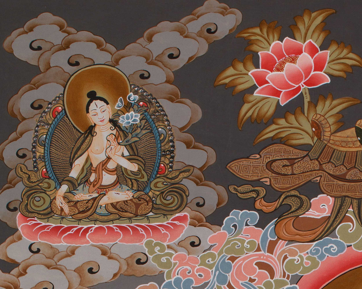 Tibetan Thangka Of Maitreya Buddha | Future Buddha