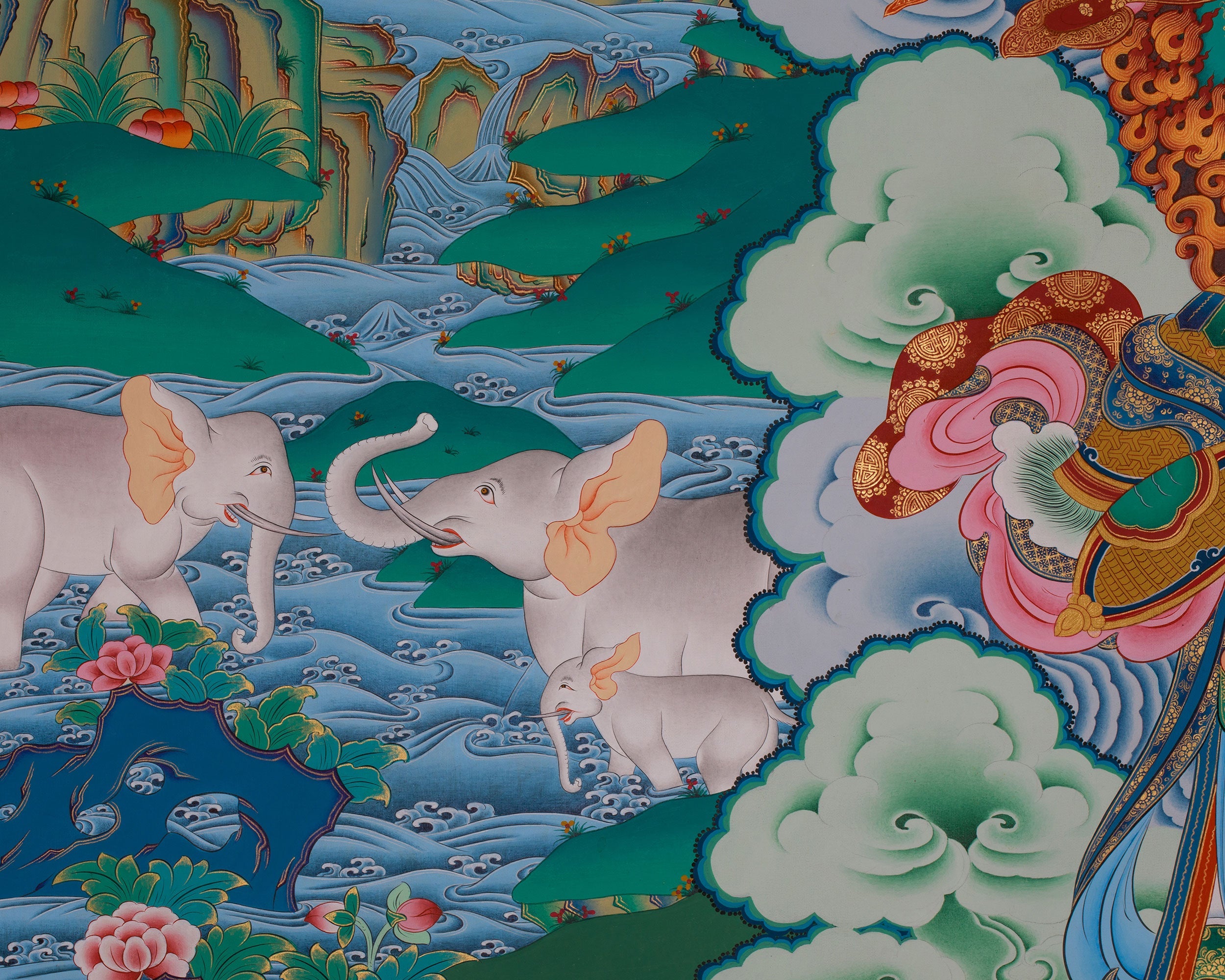 Traditional Thangka of Vaisravana | Tibetan Wealth God | Protector Deity
