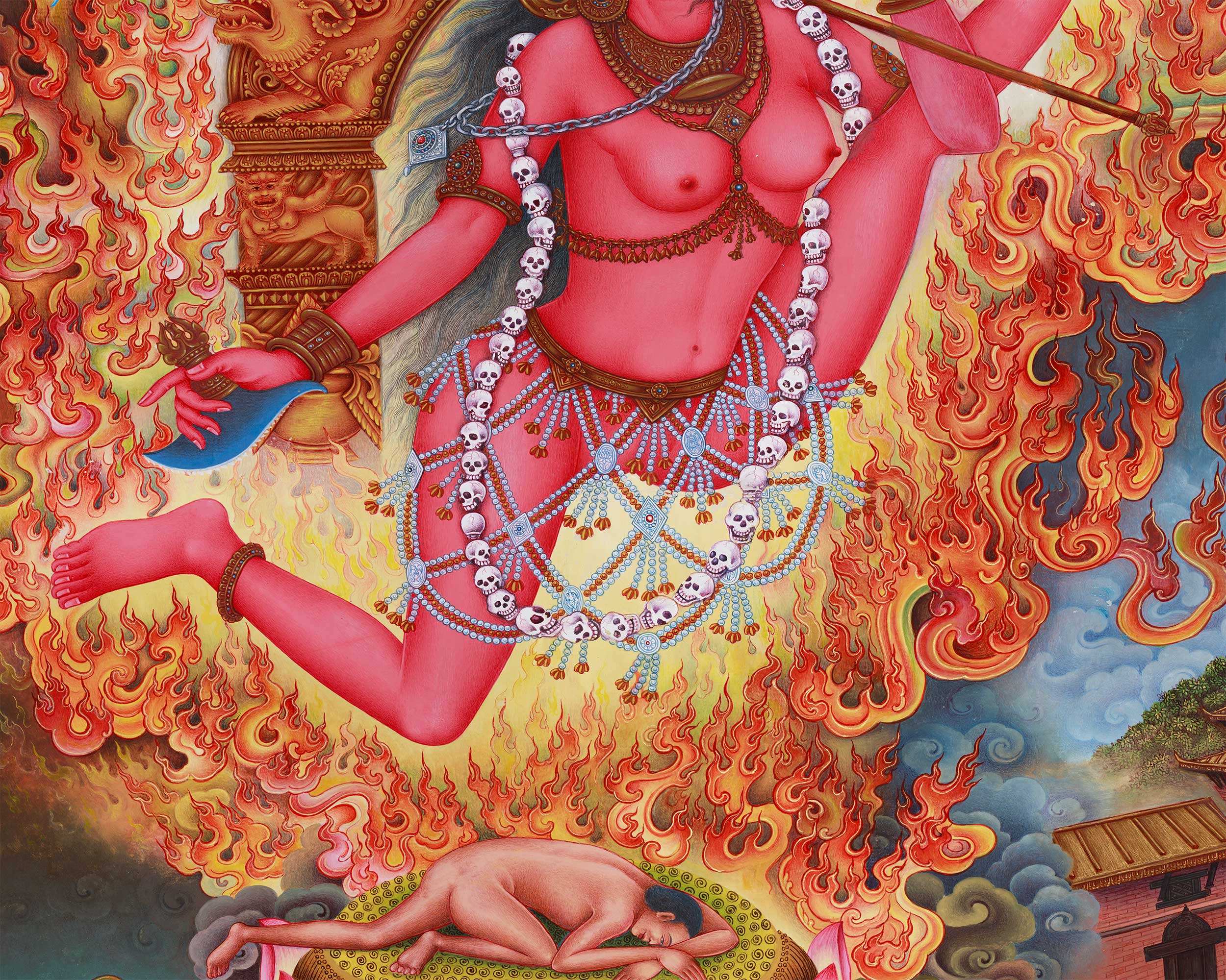 Vidyadhari Yogini in Paubha Style | Flying Vajrayogini | Goddess of Wisdom