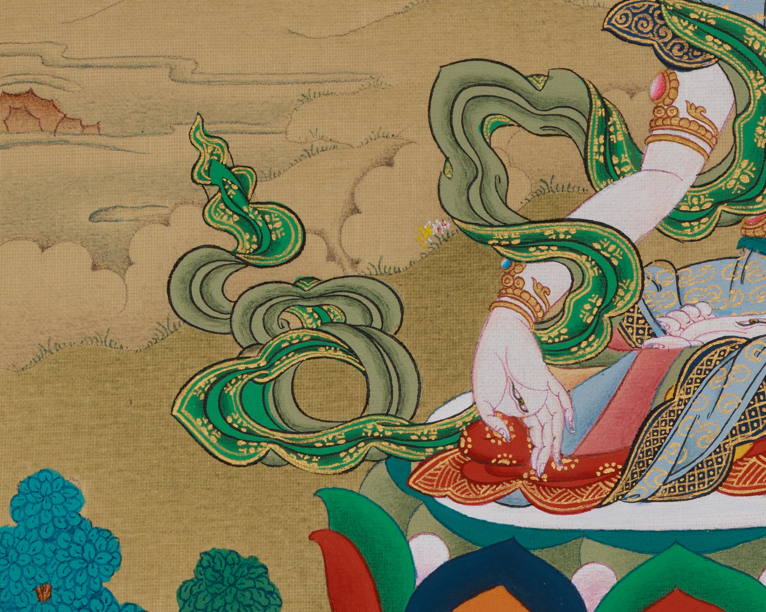 White Tara With Amitabha Buddha Art | Female Bodhisattva And Buddha in Tibetan Buddhism
