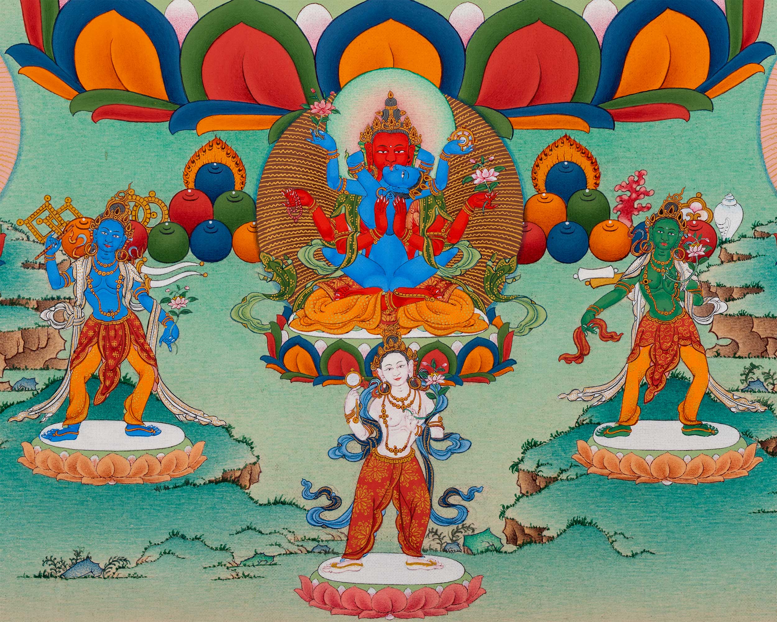 Gyalwa Gyasto Mandala | Chenresig with Vajravarahi Thangka