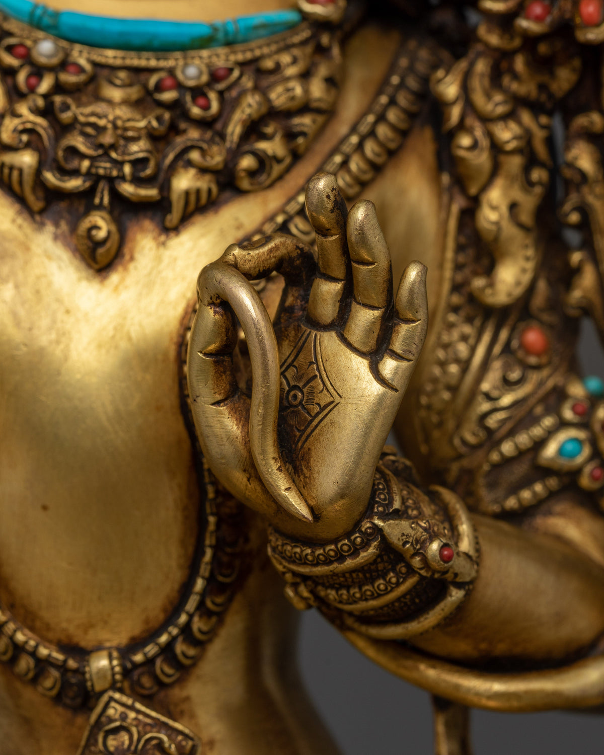 Bodhisattva Manjushri with Throne | Exquisite 24K Gold Gilded Copper Statue