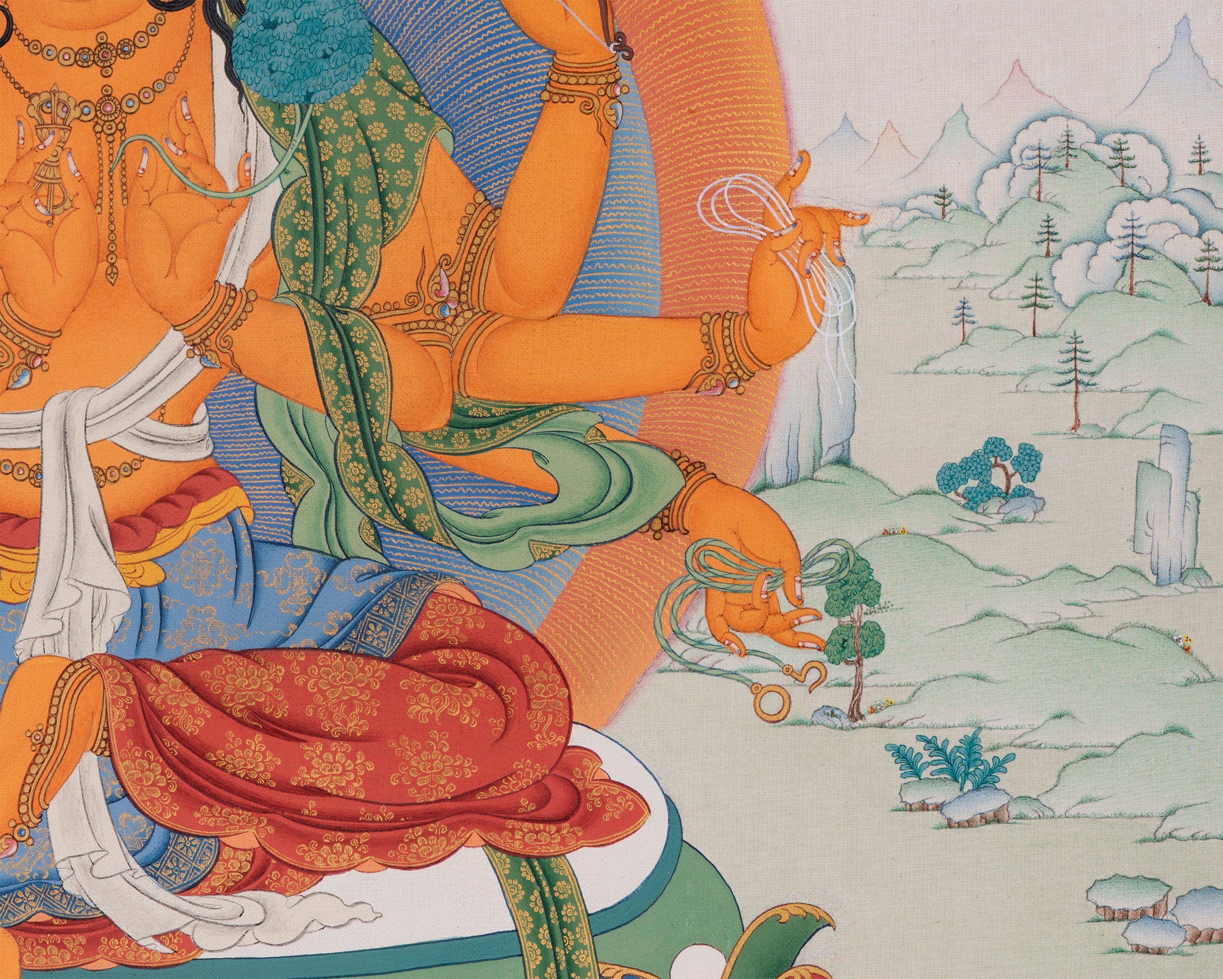 Goddess Marichi Thangka Print | Eight Armed Protector Deity | Canvas print