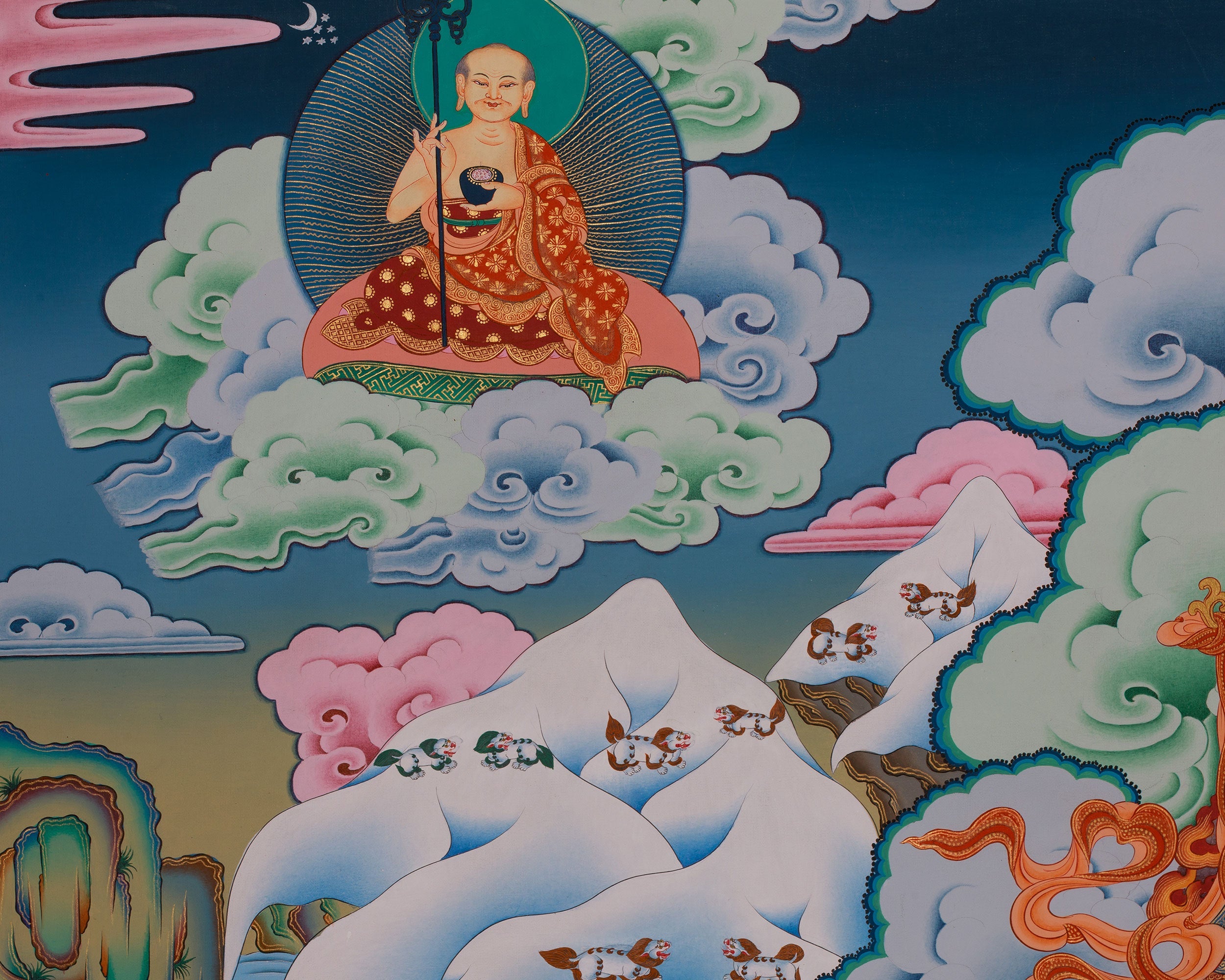 Traditional Thangka of Vaisravana | Tibetan Wealth God | Protector Deity