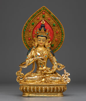 Vajrasattva Gold Gilded with Gemstones Statue