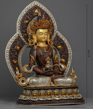 Buddha Amitayus Gold Statue | Hand carved Buddhist Deity